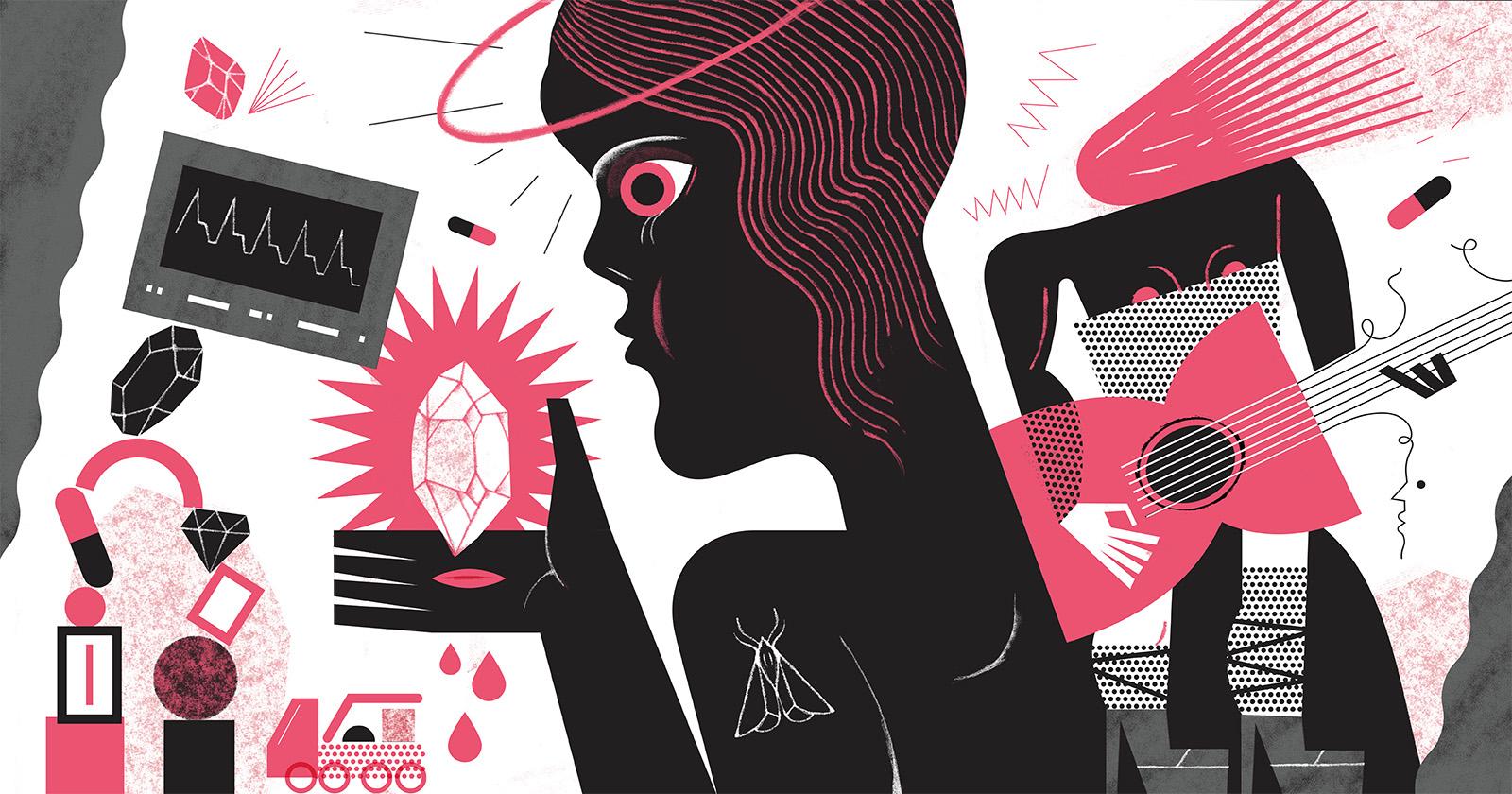 Like a Moth to a Flame editorial illustration for The Mortar Magazine