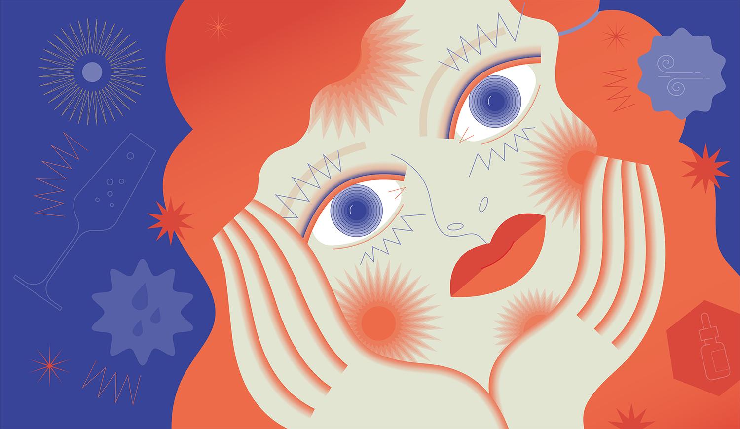 Illustration about rosacea and its triggers